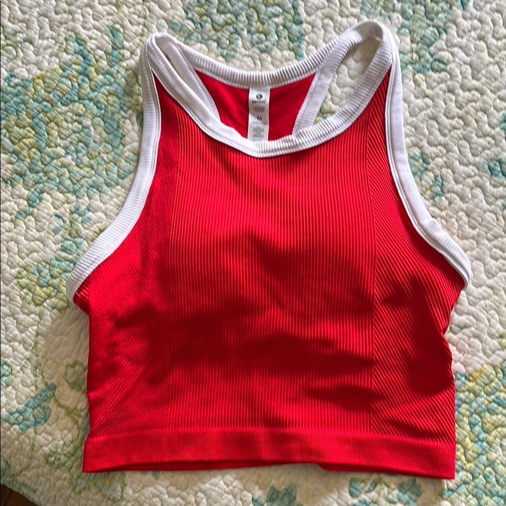 90 Degree By Reflex Red and White Crop Tank Top